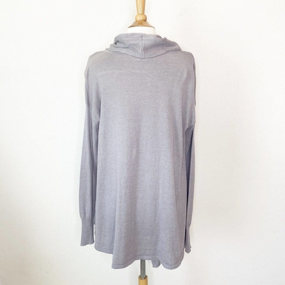 RD Style Cowl Neck Sharkbite Hem Thumbhole Cuff Gray Sweater M - Picture 7 of 10